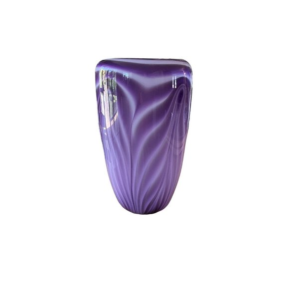 Dehanna Jones Seattle Art Glass Artist Purple Vase - Mid Century Linear Design - Picture 1 of 14